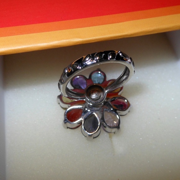 Evine Spinner Sterling Silver Women Flower Ring Mu - Picture 8 of 8